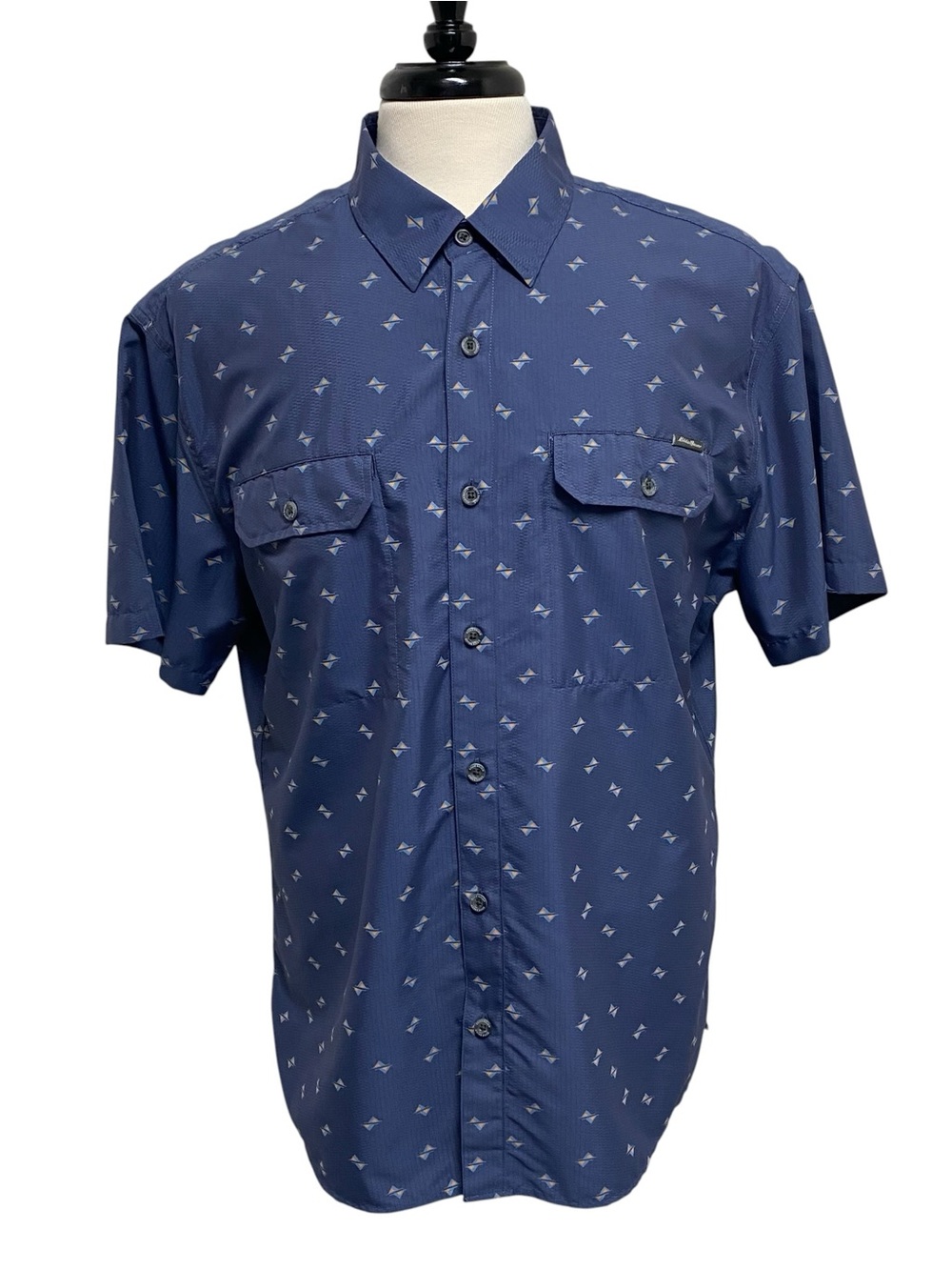 Eddie Bauer Men’s XL Travel Classic Shirt Dusty Steel Blue Short Sleeve